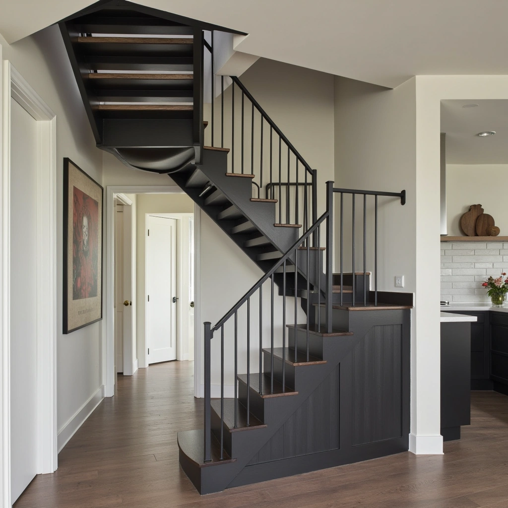 12. Minimalist Black Steel Stairs