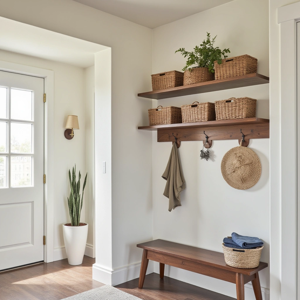 1. Woven Wall-Mounted Basket Shelves