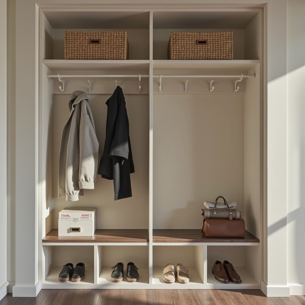 2. Open Shelving with Hooks