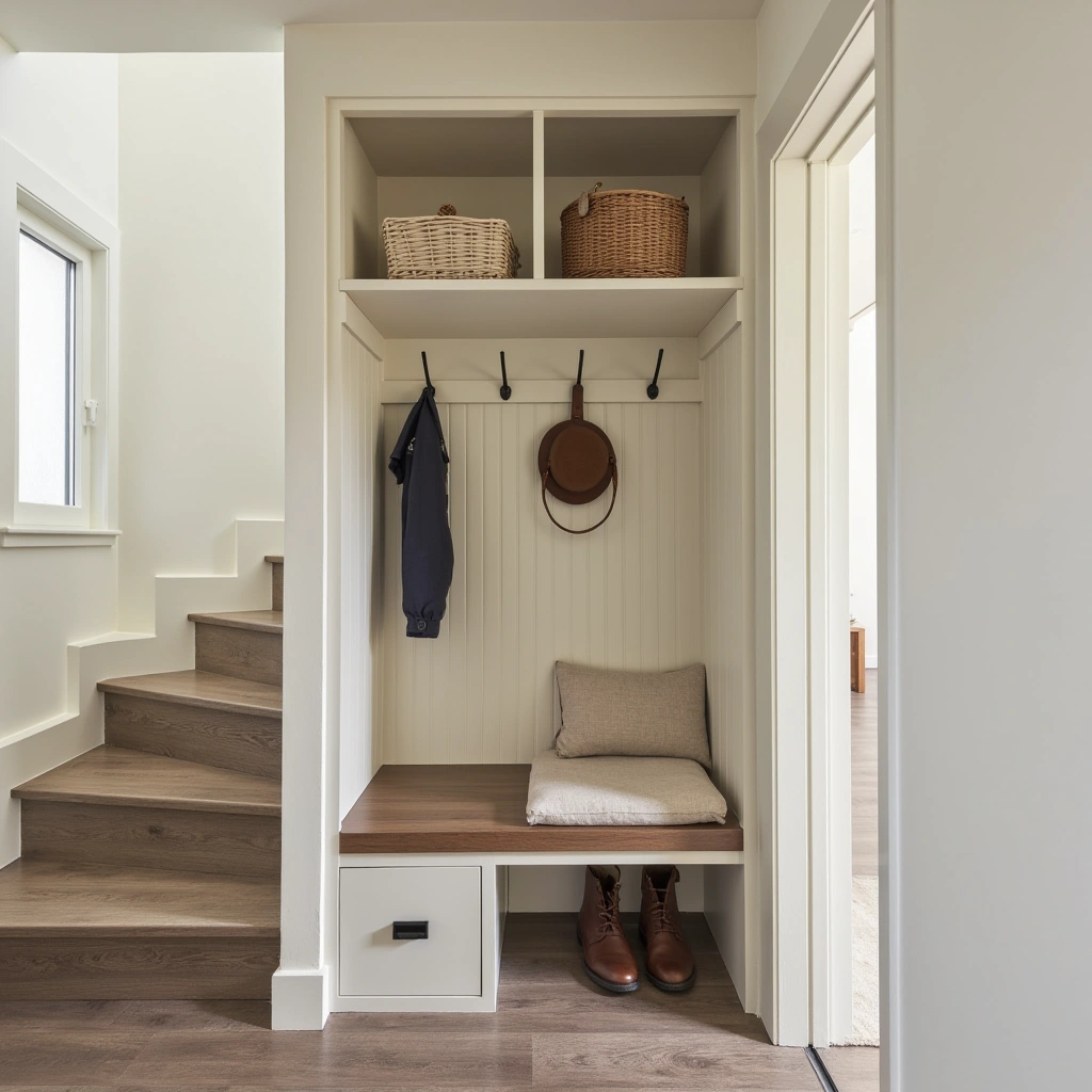6. Mudroom-Style Under Stairs Closet