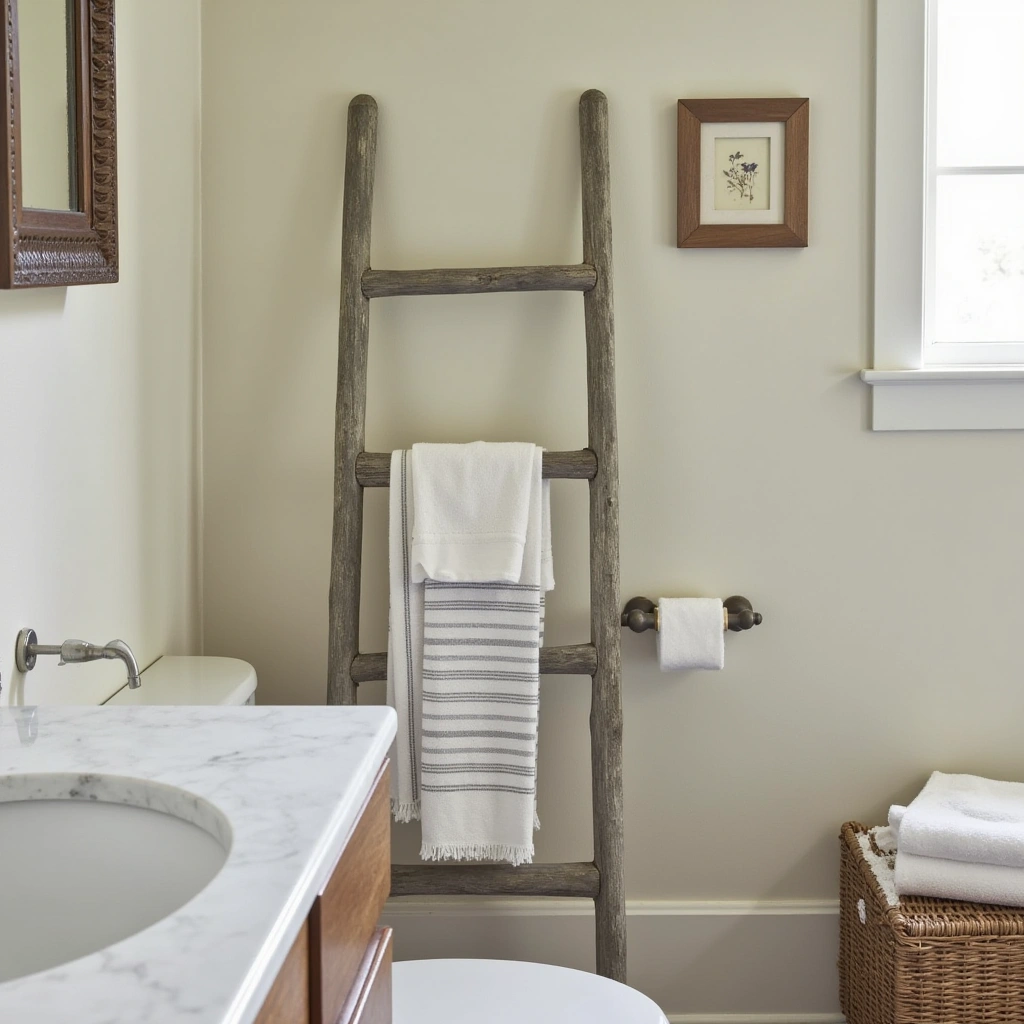 14. Vintage Ladder Towel Racks