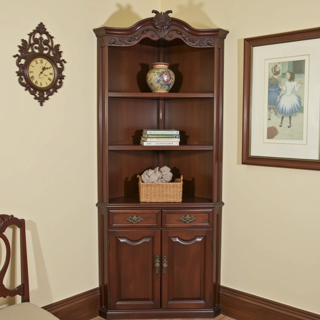 11. Vintage Corner Shelves for Timeless Appeal