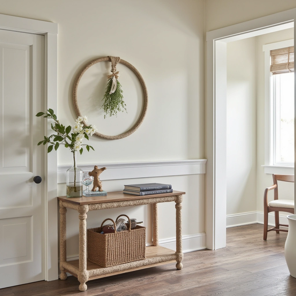 5. Rope-Wrapped Console Table: A Unique Focal Point