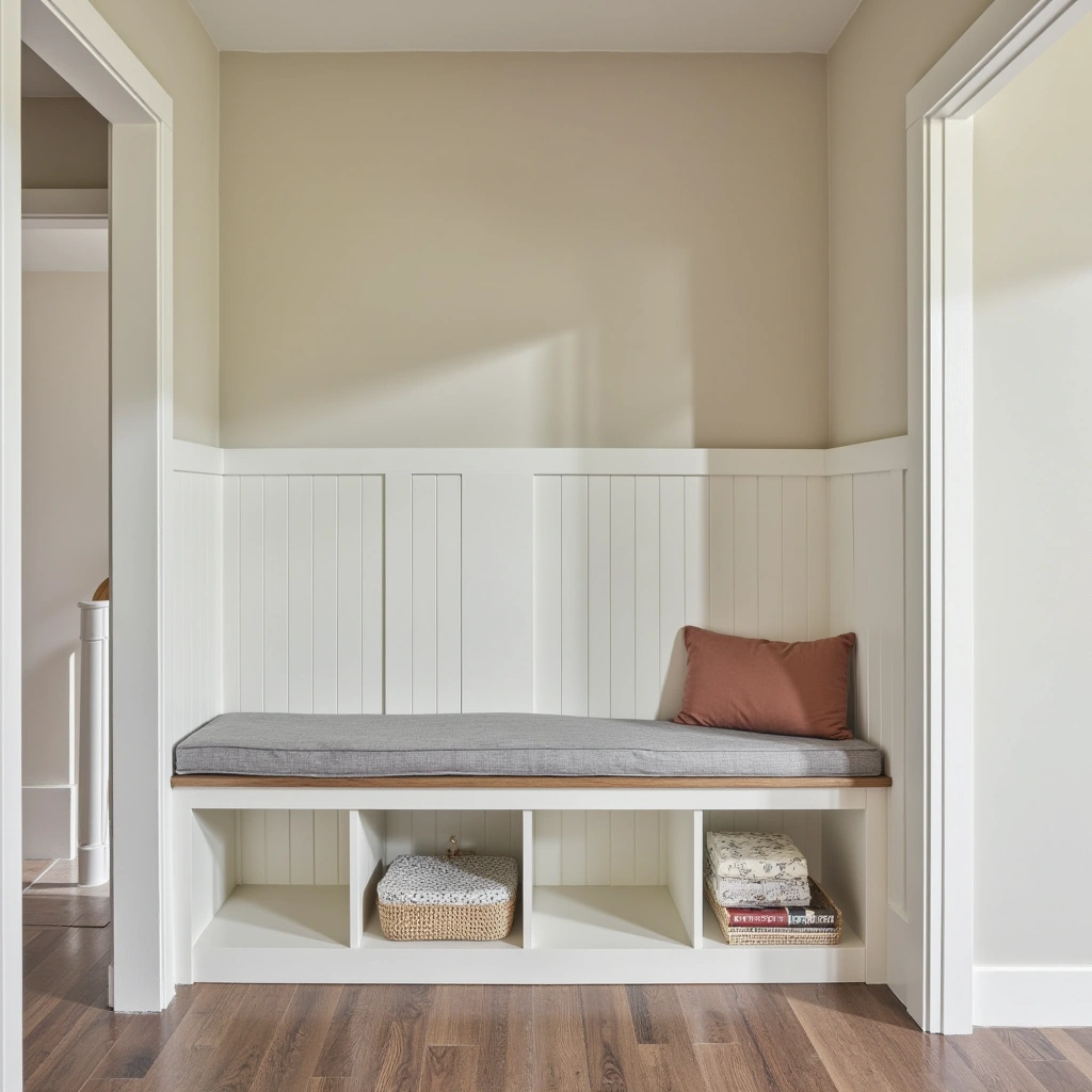 13. Built-in Bench with Storage: Space-Saving Comfort
