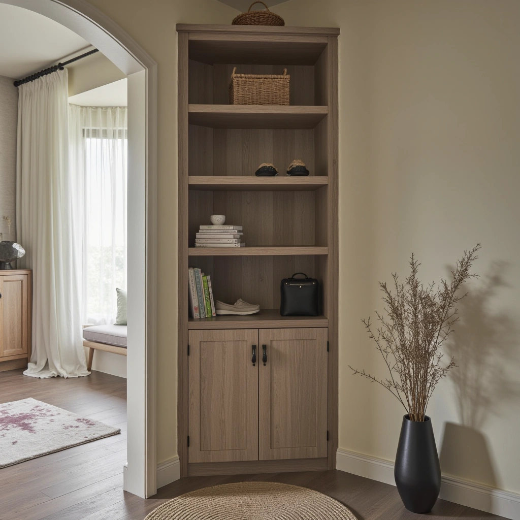 7. Compact Corner Cabinet for Hidden Storage