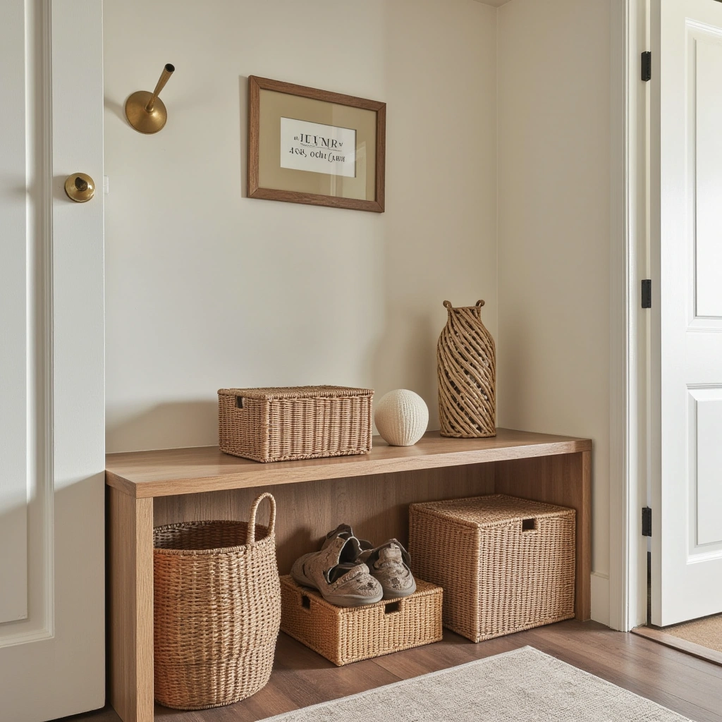 11. Corner Basket Storage for Casual Organization