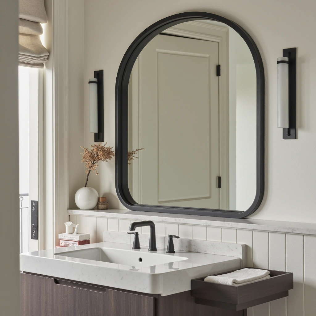 1. Classic Black-Framed Arched Mirror