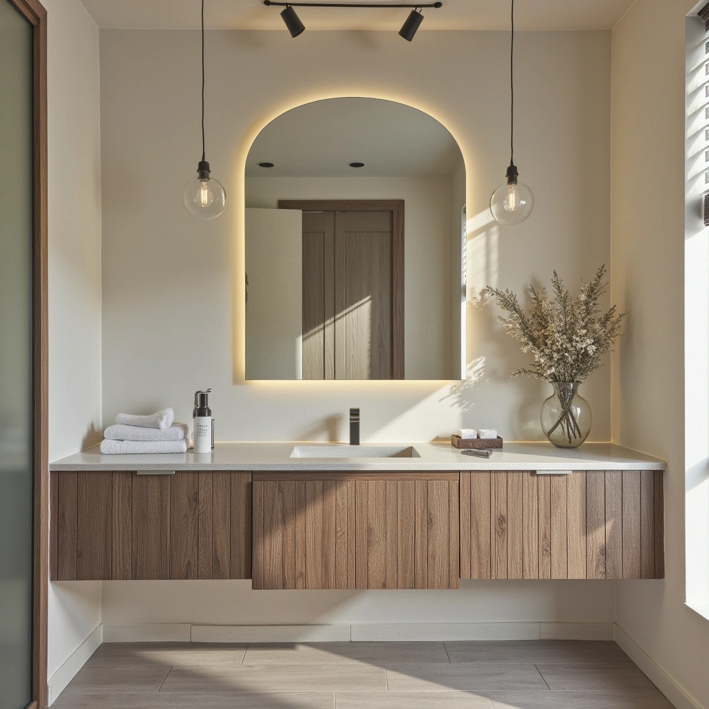 4. Frameless Arched Mirror for Modern Minimalism