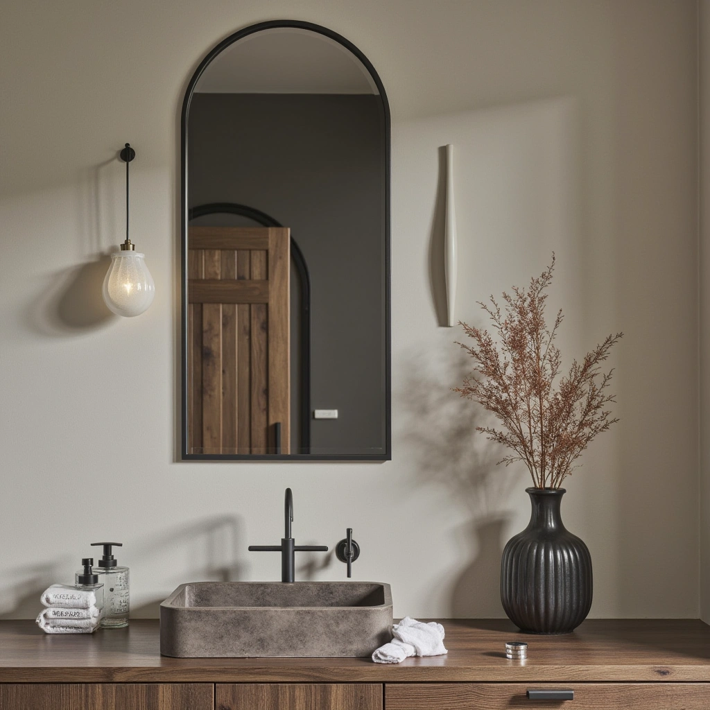 6. Industrial Metal Arched Mirror