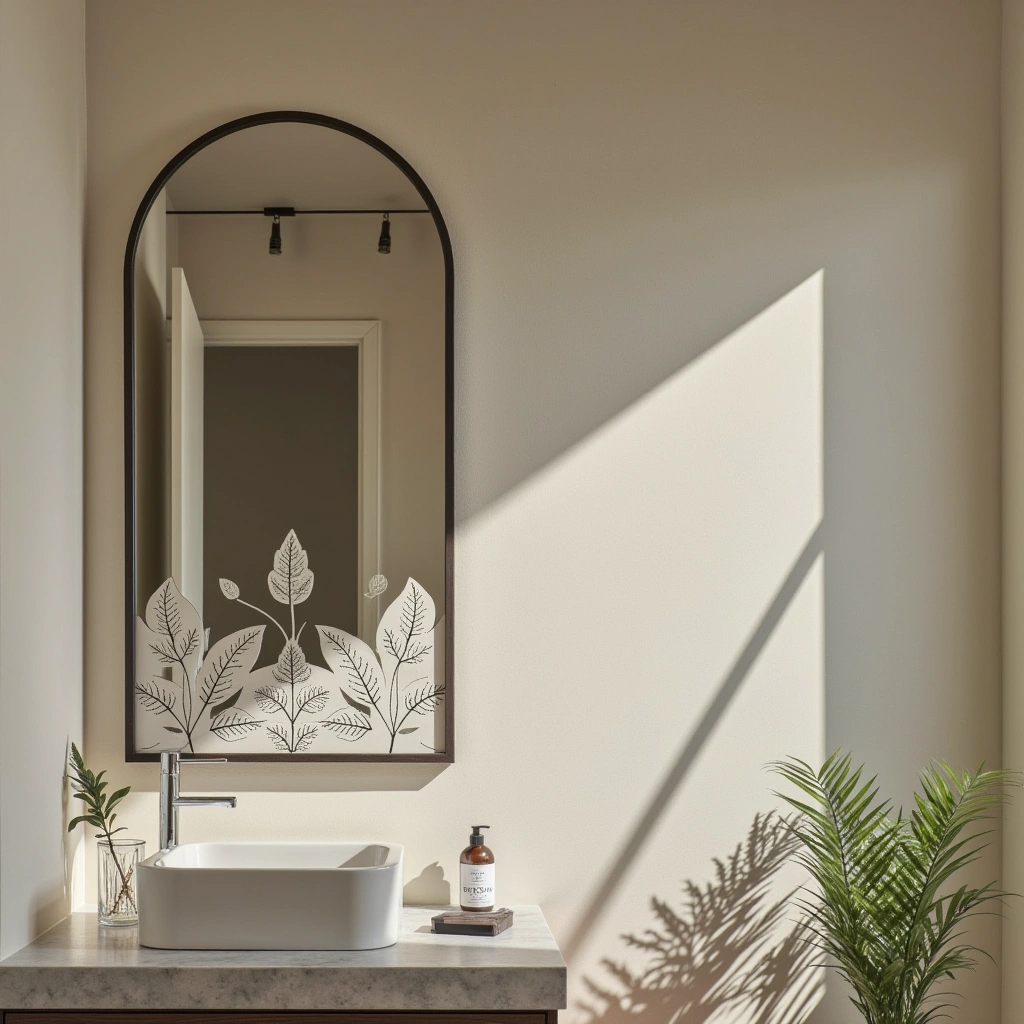 9. Arched Mirror with Botanical Frame Details