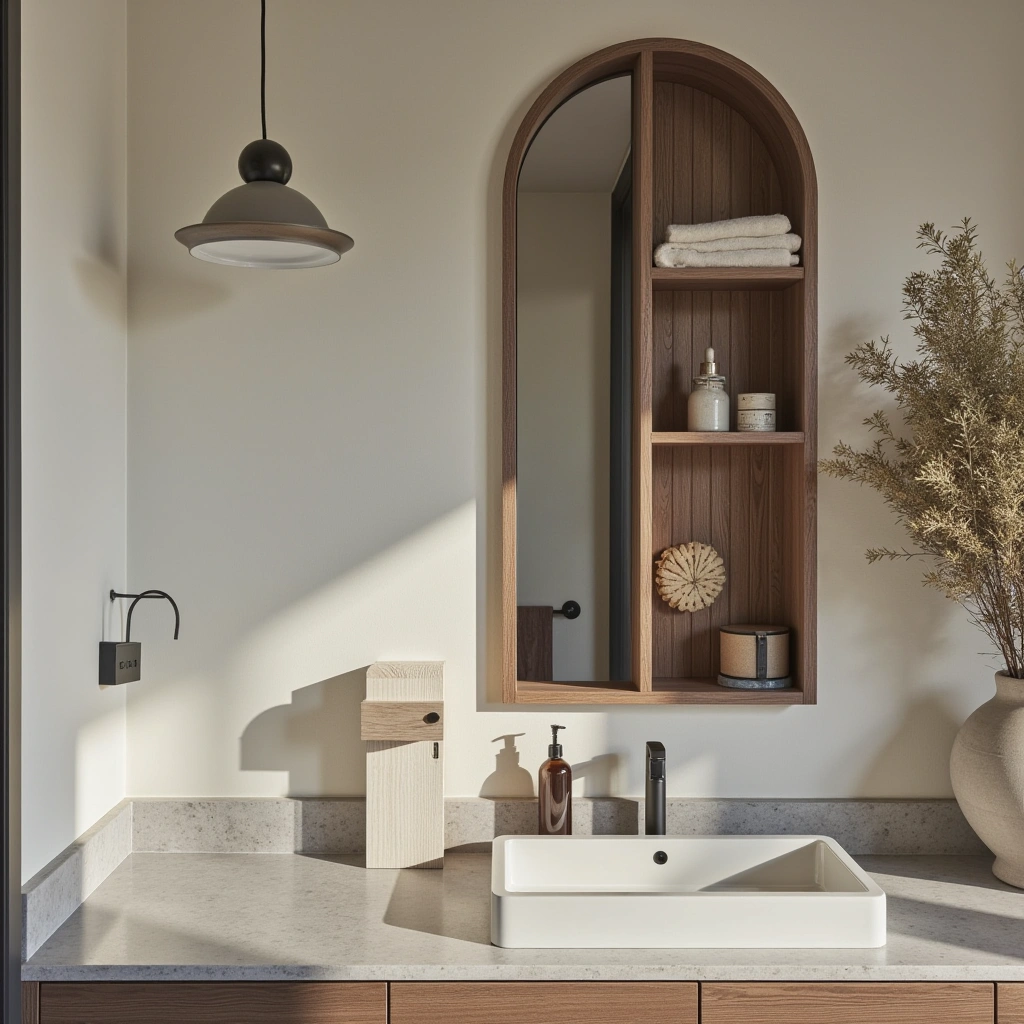 11. Arched Mirror with Integrated Storage