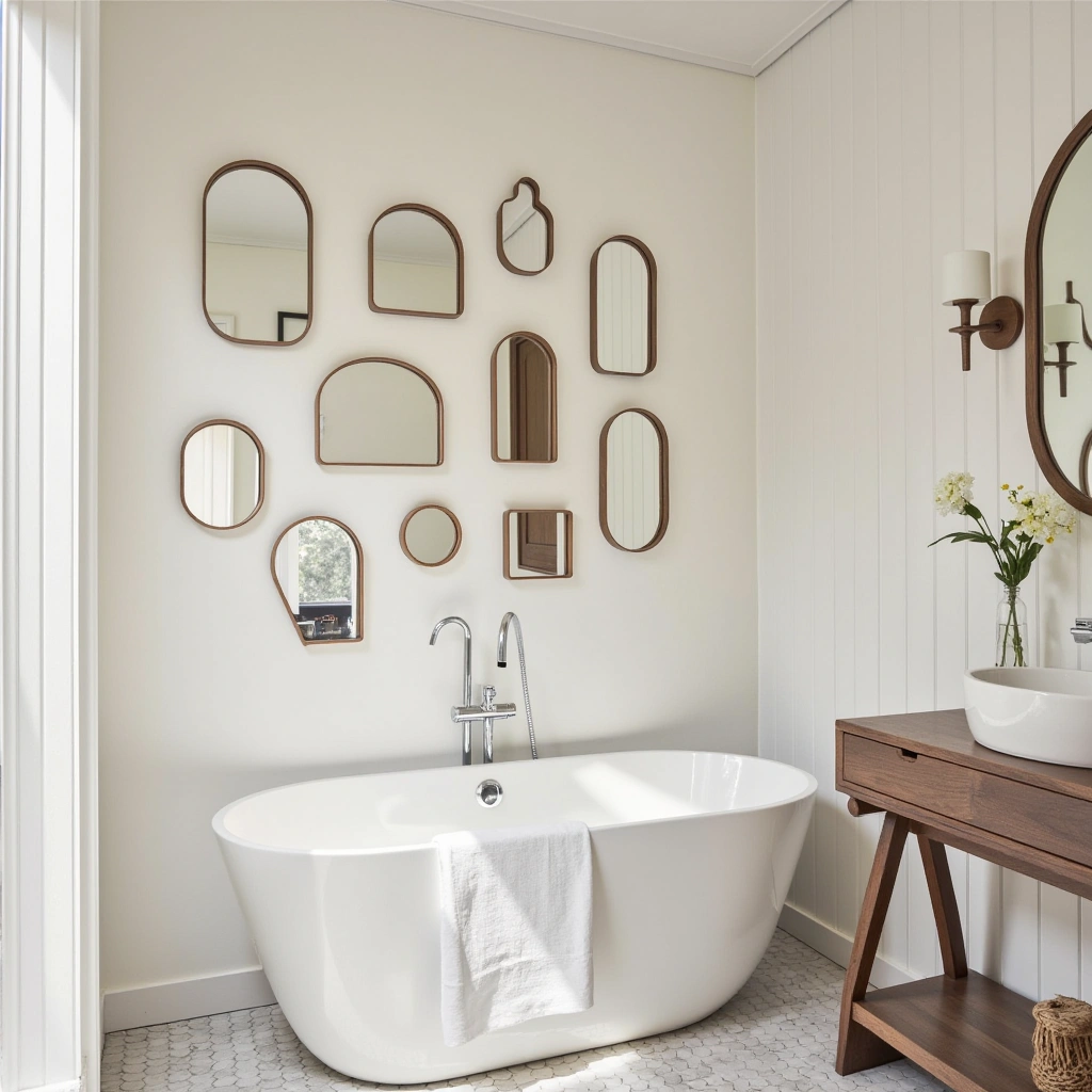 13. Gallery Wall of Small Arched Mirrors