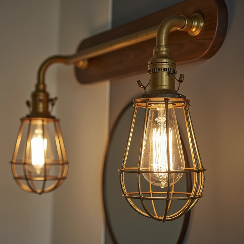 8. Antique Brass Cage Lights: Industrial Meets Vintage