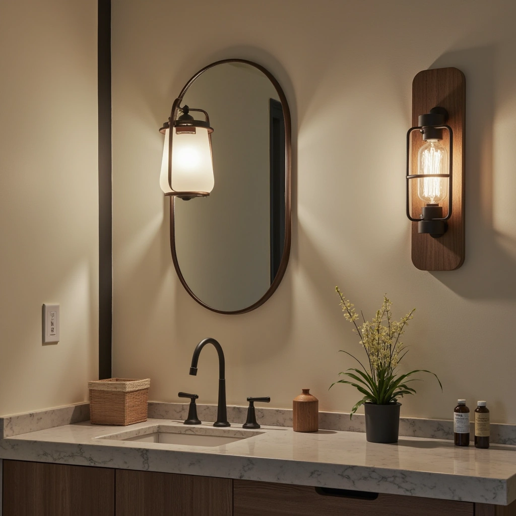 15. Vintage Lantern Vanity Lights: Functional Nostalgia