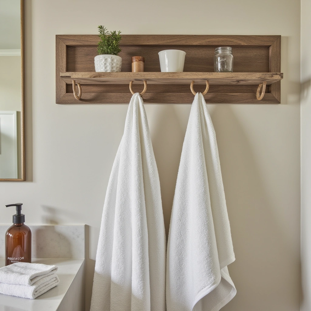 9. Rustic Wooden Towel Rack