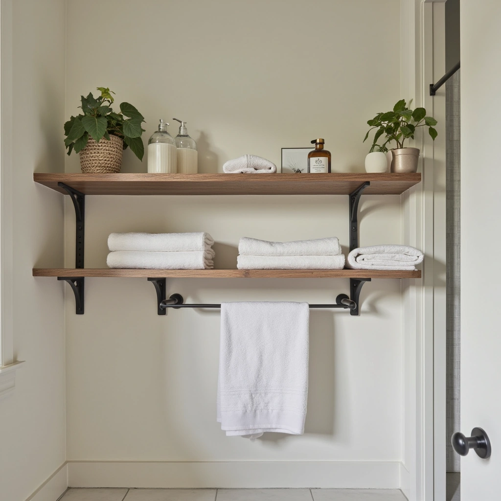 12. Floating Shelf with Towel Bar