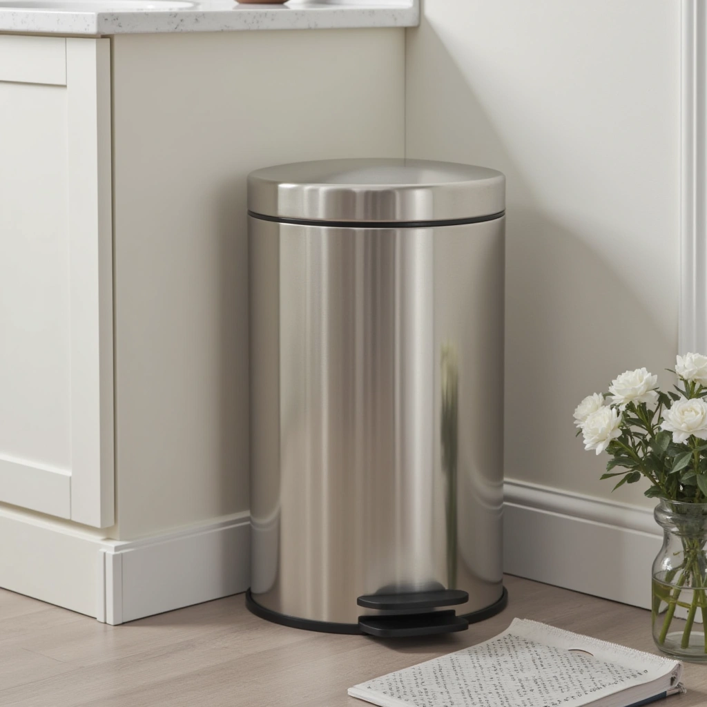 1. Stainless Steel Step-On Trash Can