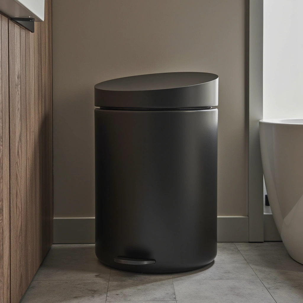 6. Matte Black Minimalist Trash Can