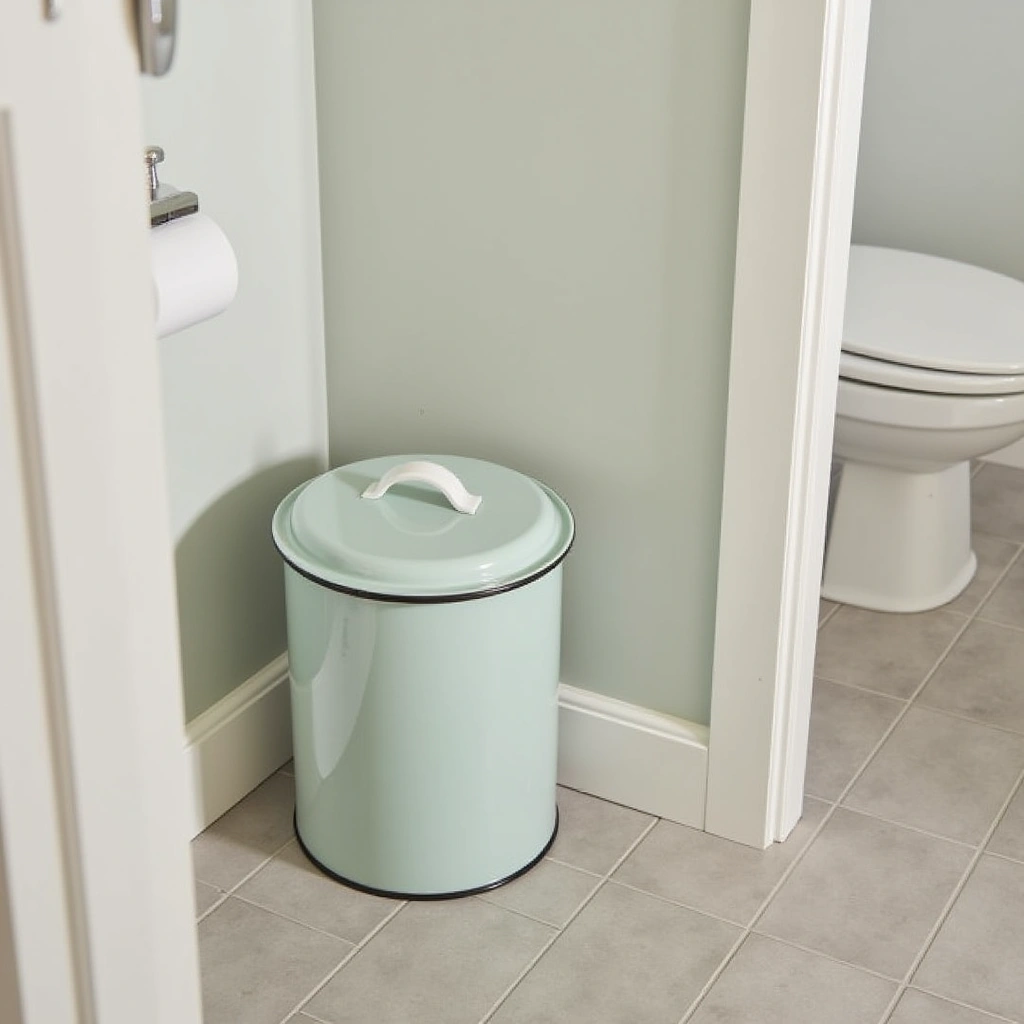 7. Vintage-Style Enamel Trash Can