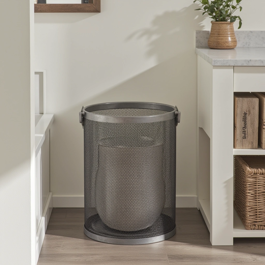 13. Industrial Metal Mesh Trash Can