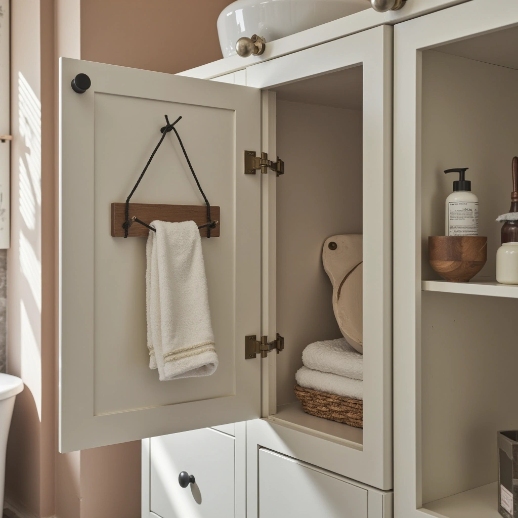 5. Install Hooks or Rails Inside Cabinet Doors