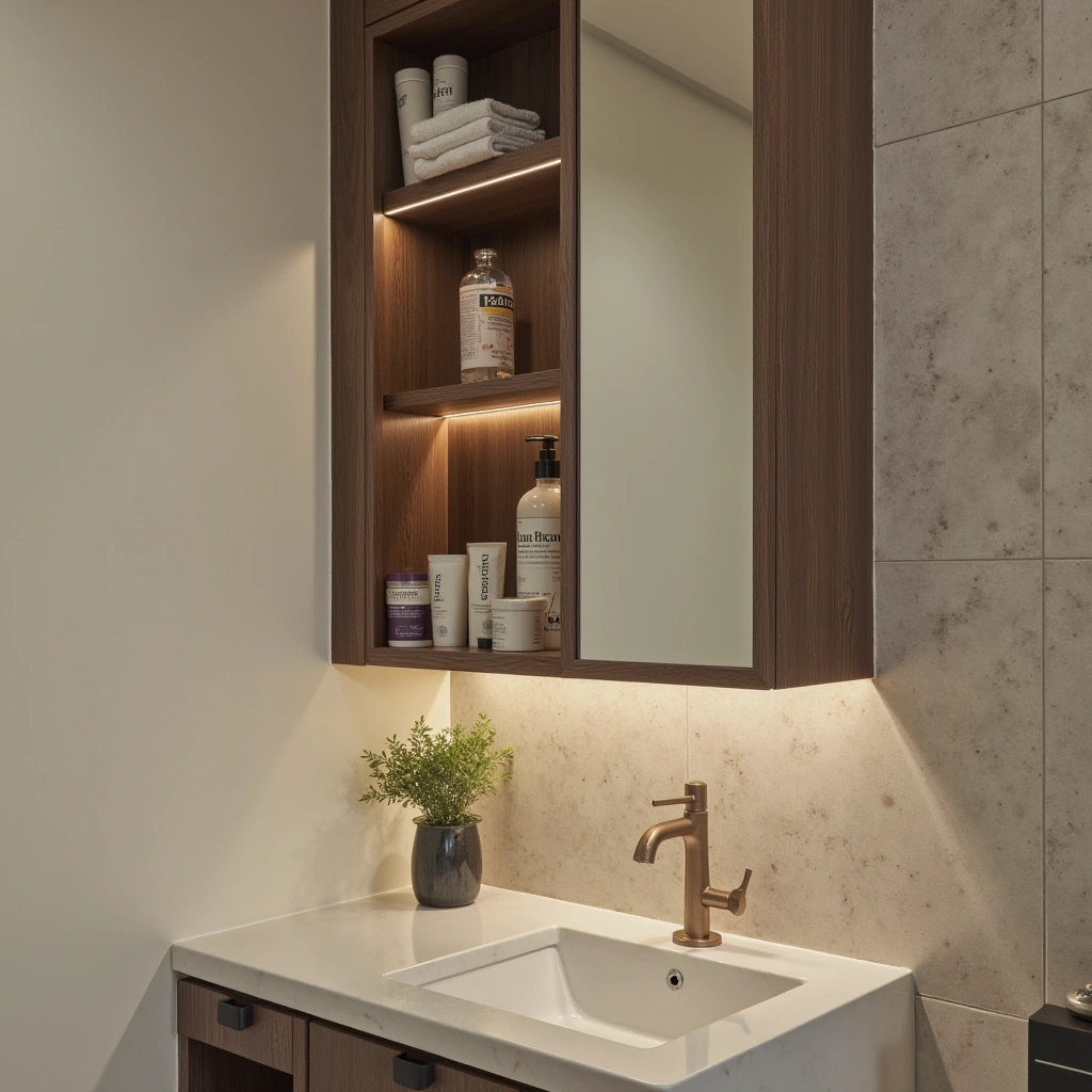 9. Install a Vanity Mirror Cabinet for Dual Storage