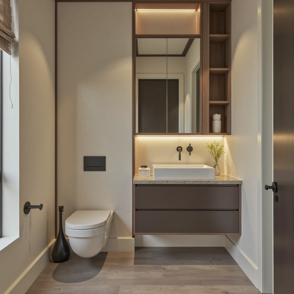 1. Compact Floating Corner Vanity