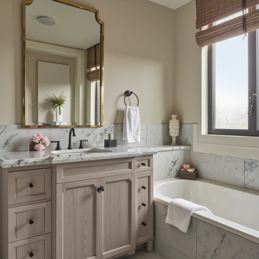 4. Marble-Top Corner Vanity