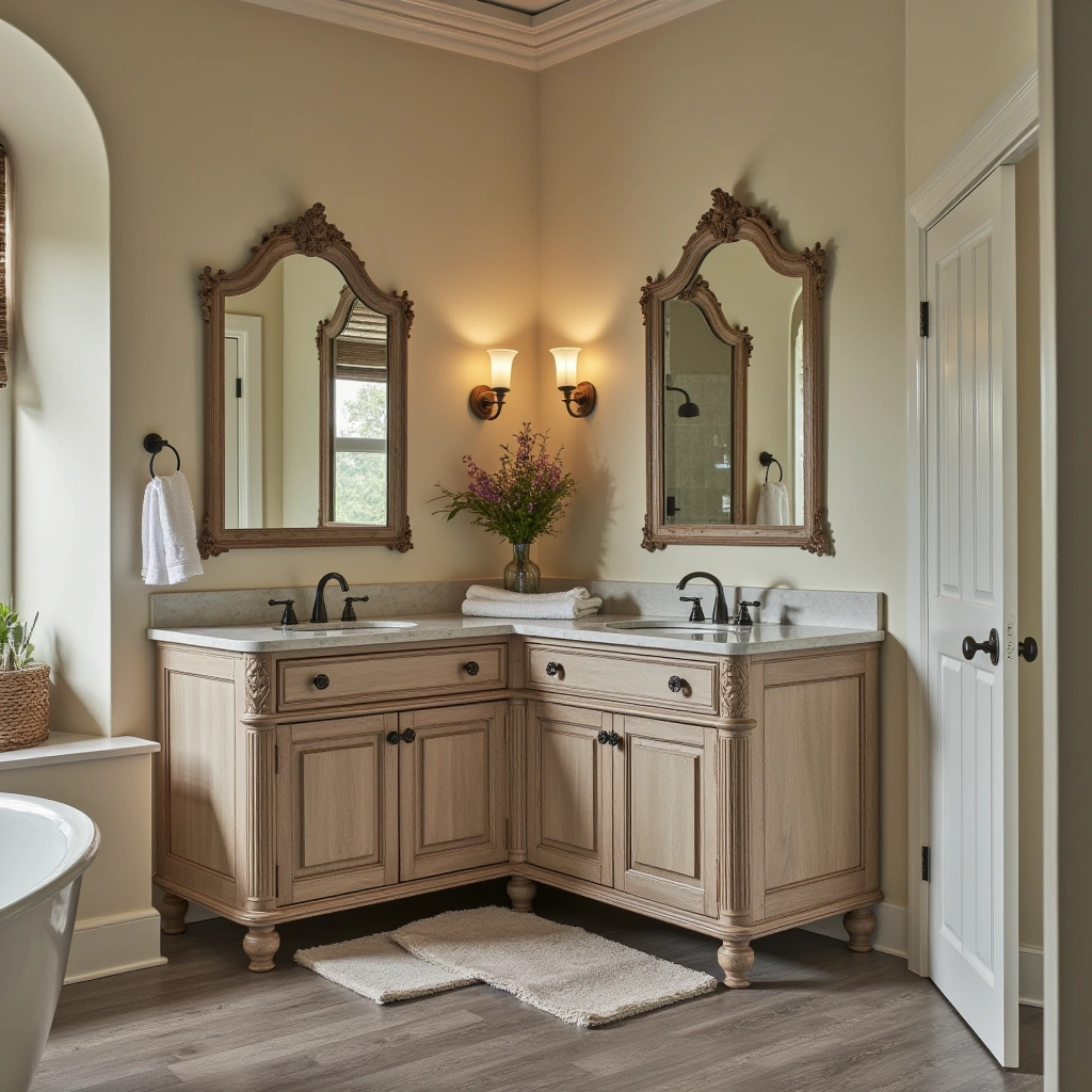 6. Vintage-Inspired Corner Vanity
