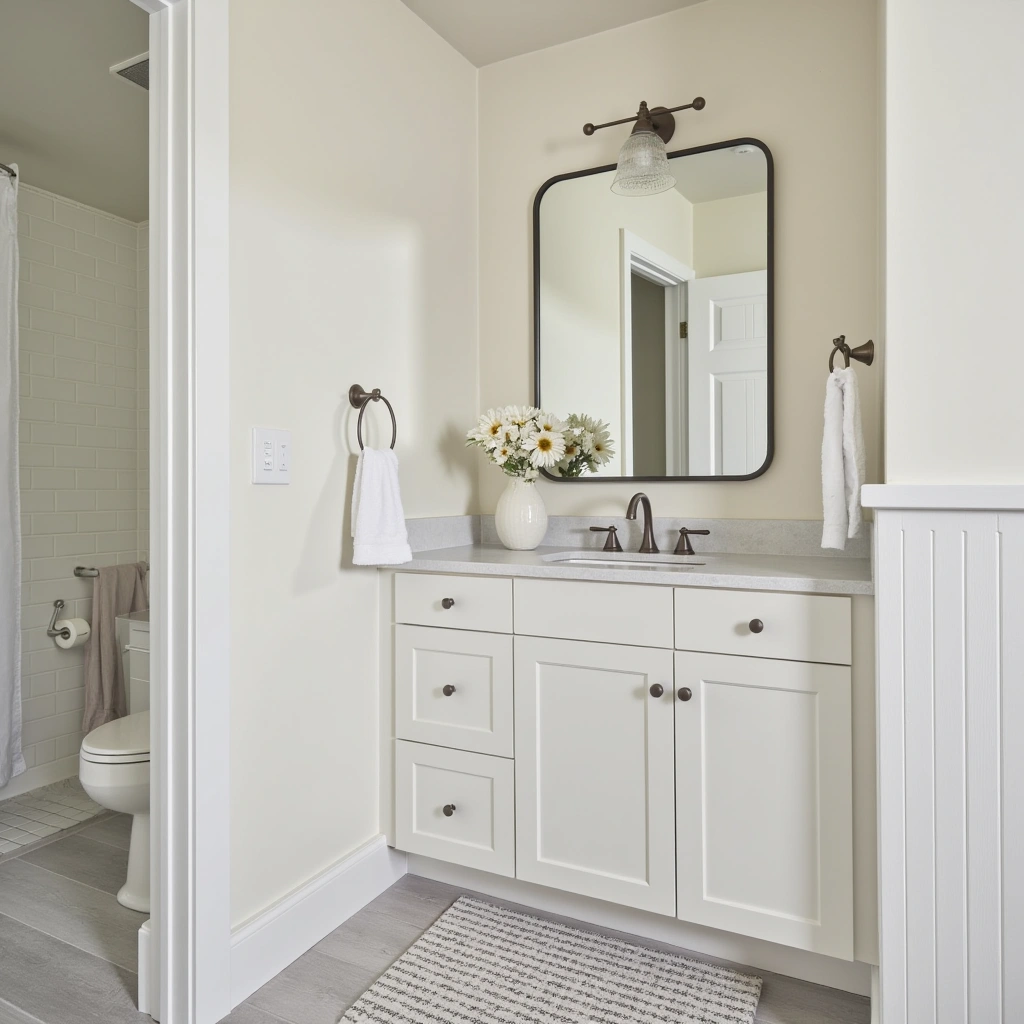 9. White Shaker Style Corner Vanity