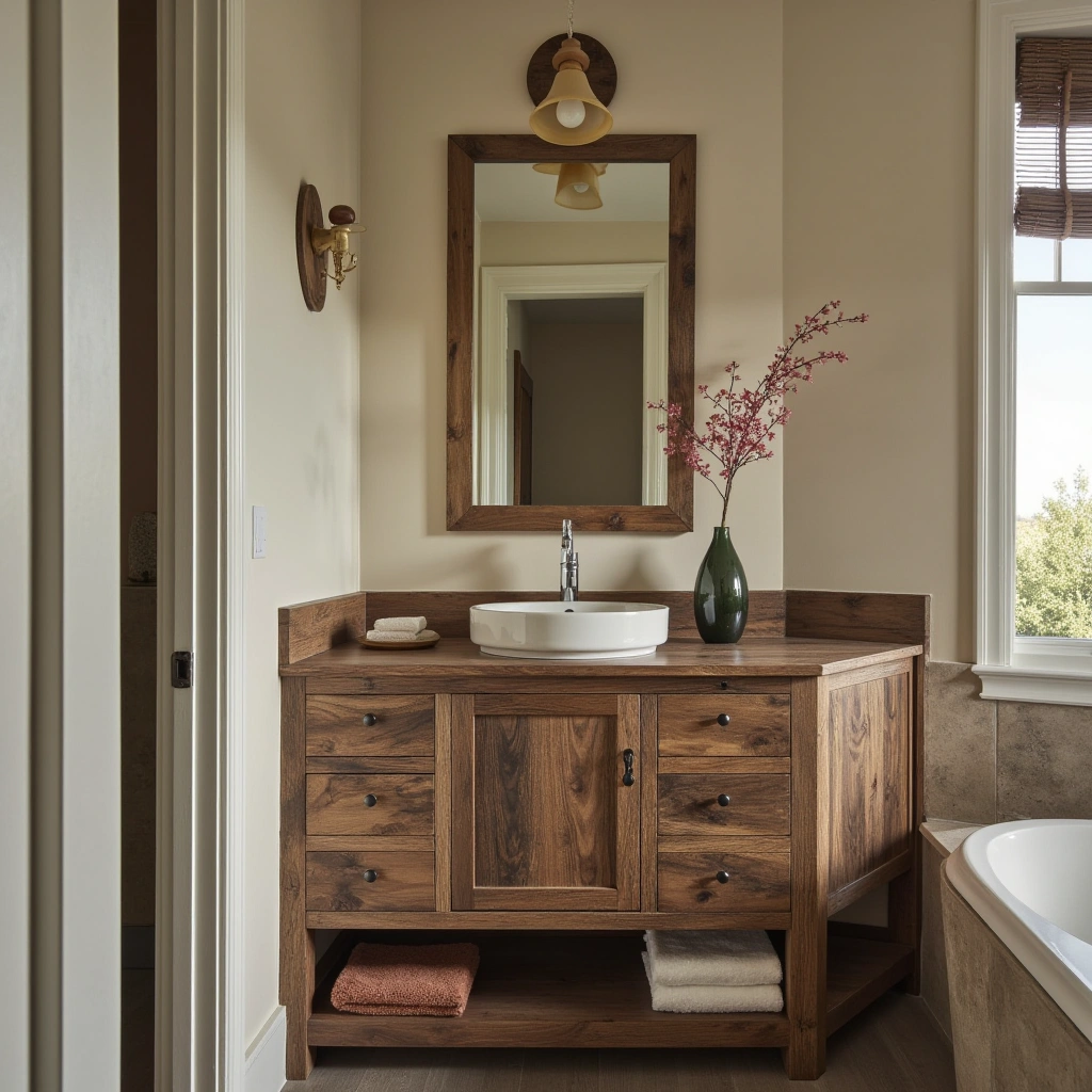 10. Reclaimed Wood Corner Vanity