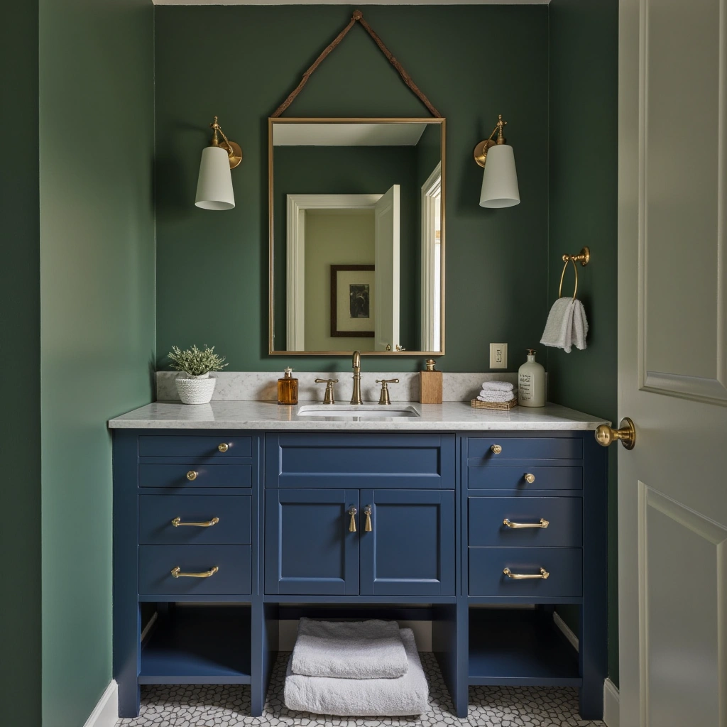 13. Bold Colored Corner Vanity