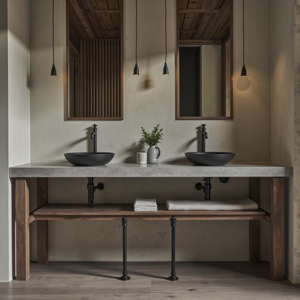 4. Industrial Double Sink with Metal Accents: Bold and Edgy