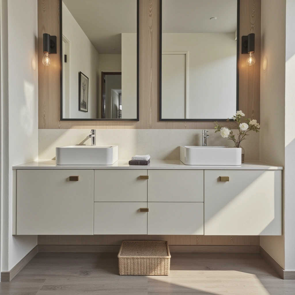 5. Minimalist Double Sink with Clean Lines: Understated and Practical