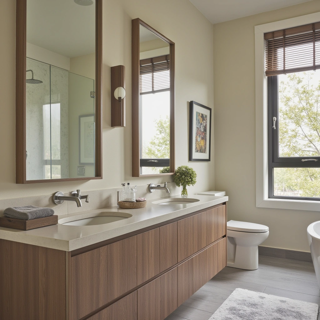 7. Narrow Double Sink Vanity: Maximizing Tight Spaces
