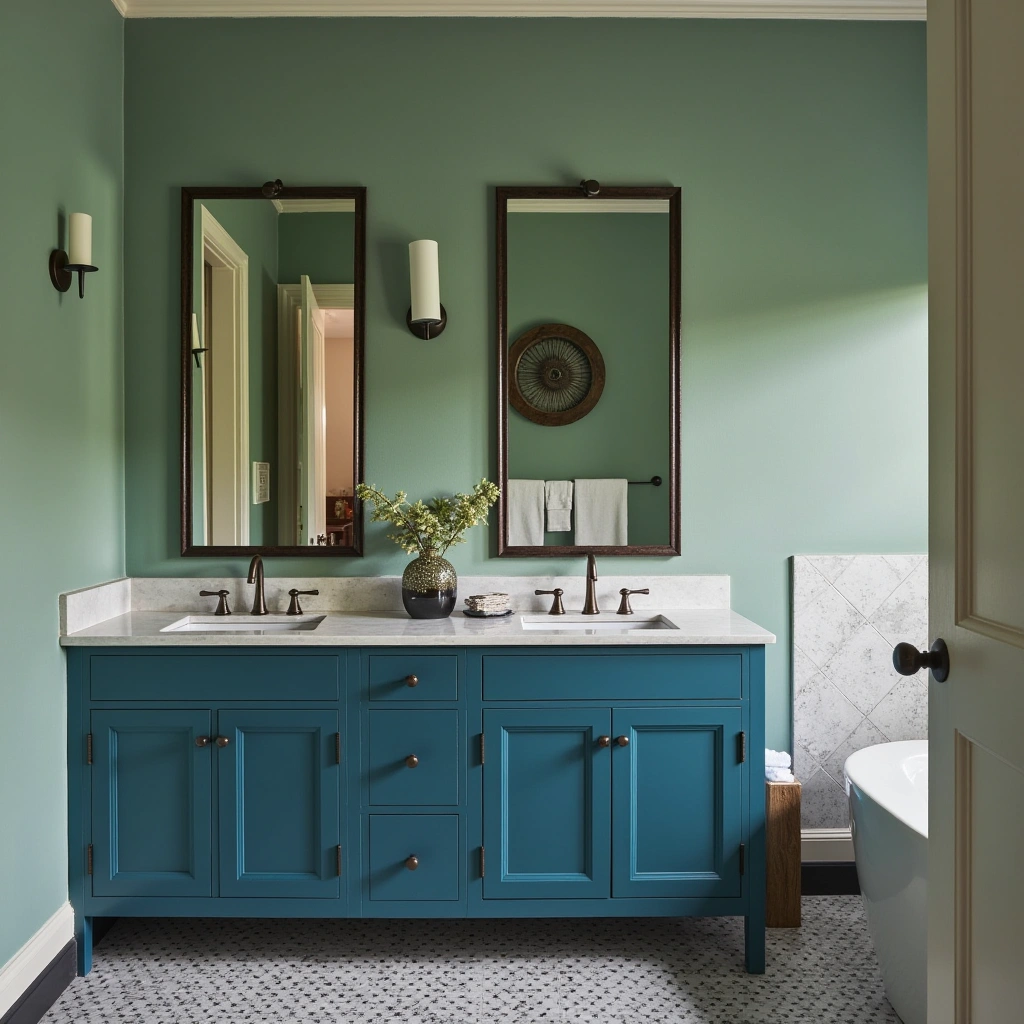8. Colorful Double Sink Vanity: Add Personality with Vibrant Hues