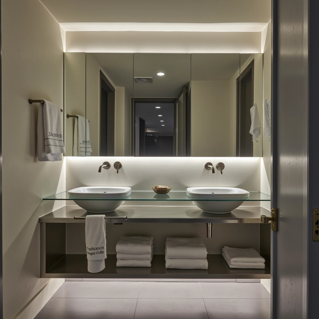 10. Ultra-Modern Double Sink with Glass and Metal: Futuristic Flair