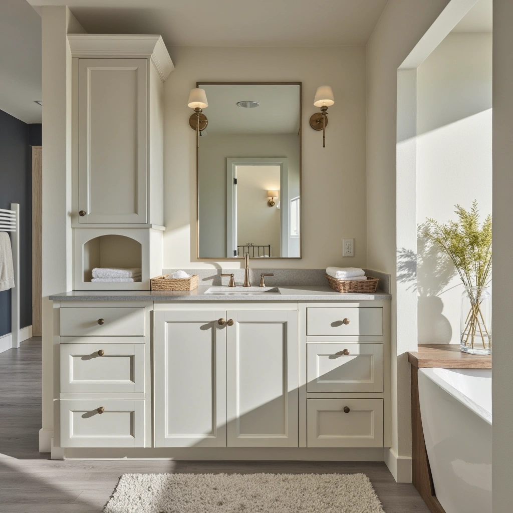 15. Transitional Double Sink Vanity: Blending Classic and Contemporary