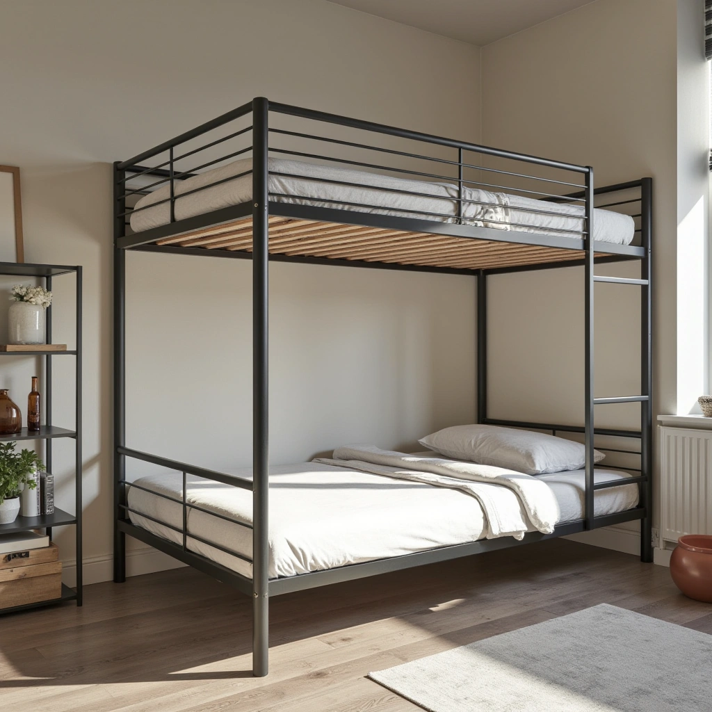 2. Sleek Metal Loft Bed for a Modern Look