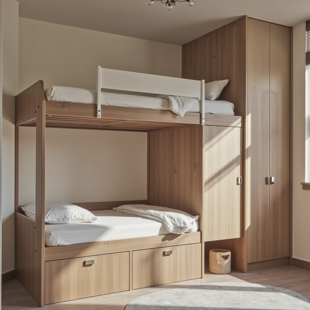 4. Loft Bed with Built-In Storage Drawers