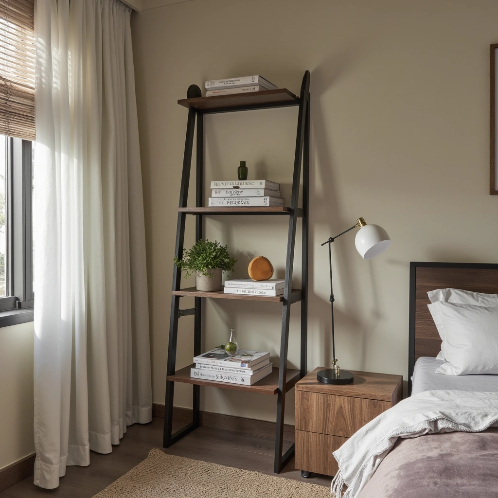 18. Loft Bed with Ladder Bookshelf