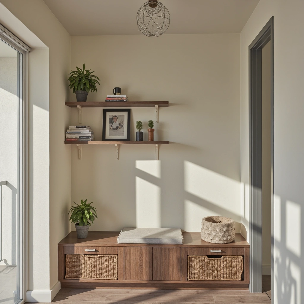 2. Gallery Wall with Floating Shelves