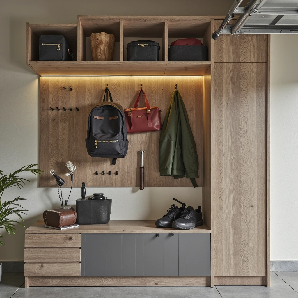 3. Vertical Wall Storage with Hooks and Pegboards