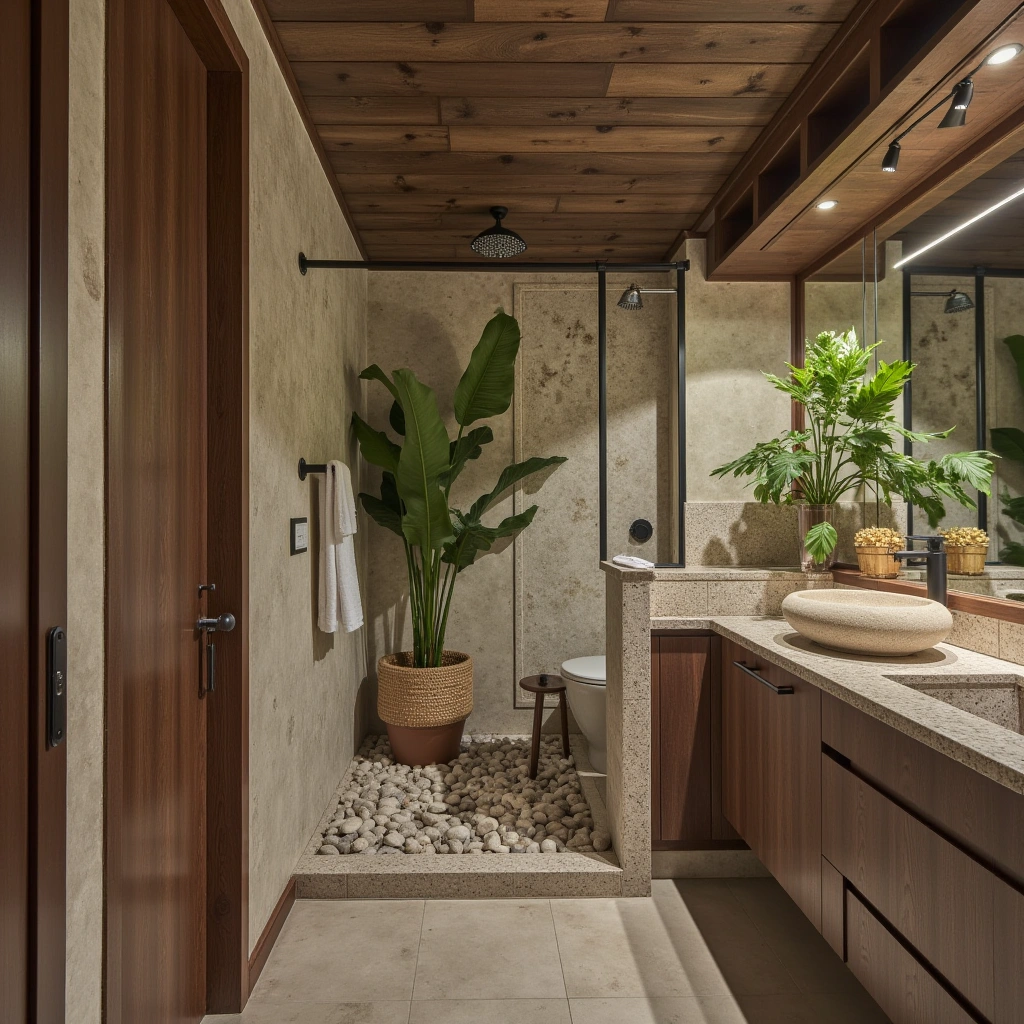 8. Nature-Inspired Basement Bathroom