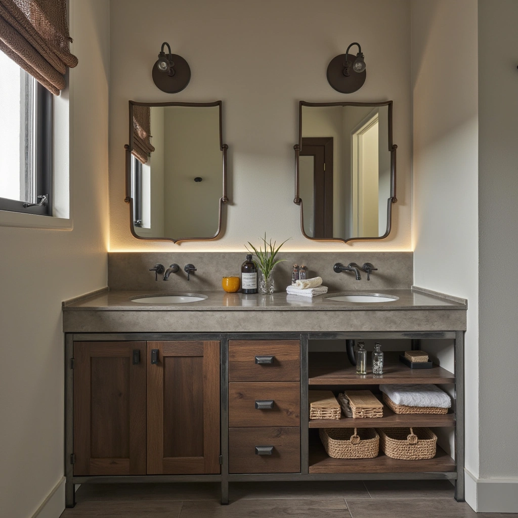 14. Industrial Vanity with Metal and Wood