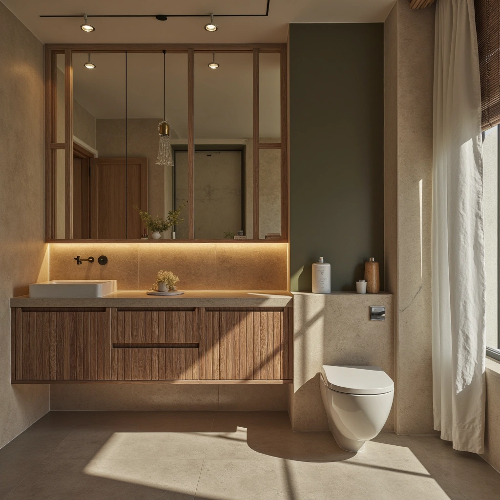 16. Vanity with Earth Tones and Natural Materials