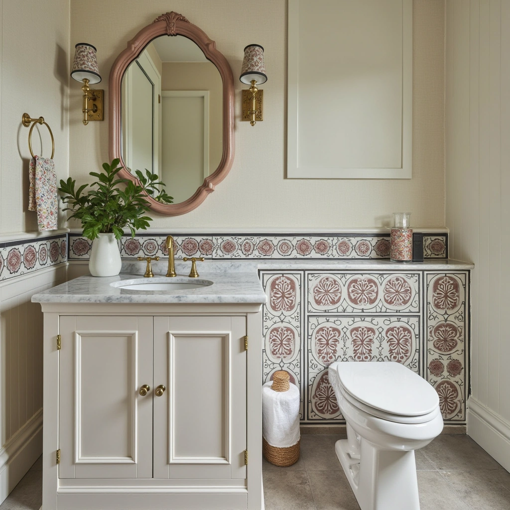 18. Patterned Vanity with Tiles or Painted Designs