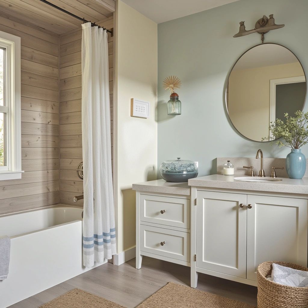 19. Coastal Vanity with Light Wood and White Finish