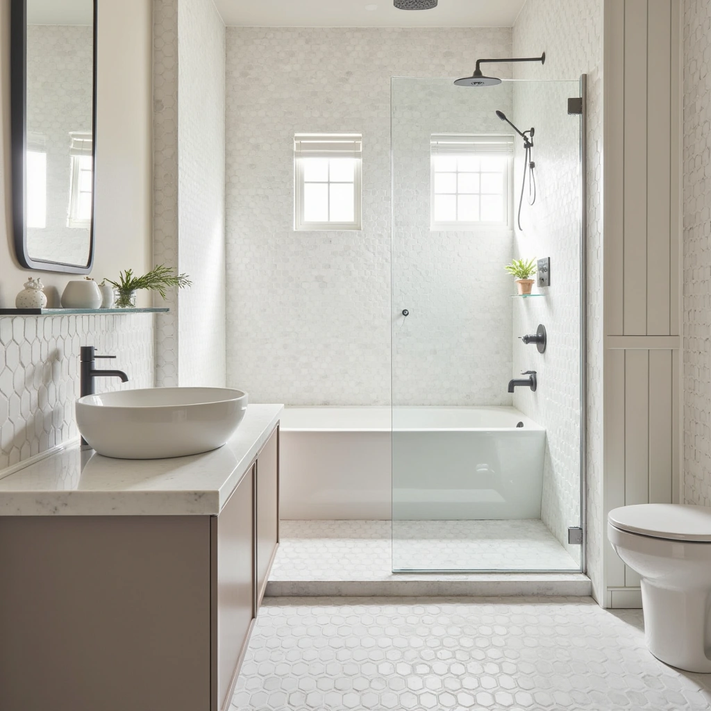 15. White Hexagon Mosaic Tiles