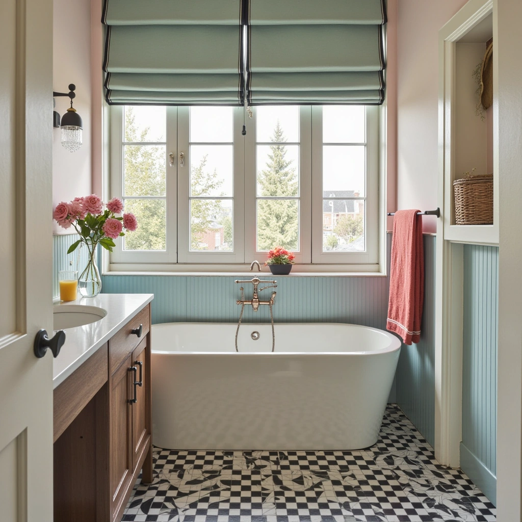 21. Black and White Checkerboard Tiles